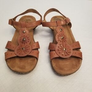 Natural Soul Leather Sandals Women Size 6.5M Barroll All Thru Comfort